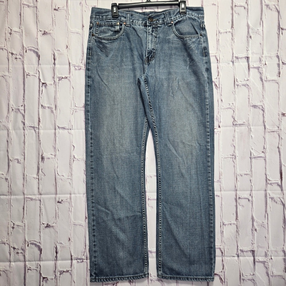 Vintage Y2K Urban Pipeline Slim Straight Jeans Blue Denim Casual Pants Men 36x34